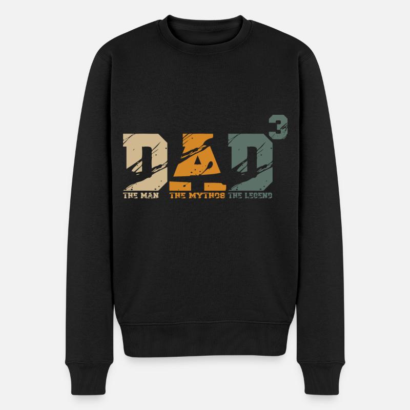 Papa 3 Kinder Drillinge Der Mann Die Legende - Männer Premium Bio Pullover - Schwarz