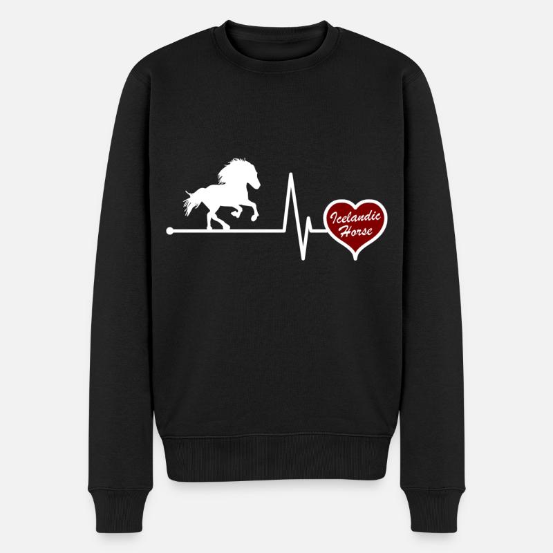 Islandpferd Tölt Herzschlag Geschenk Idee - Männer Premium Bio Pullover - Schwarz