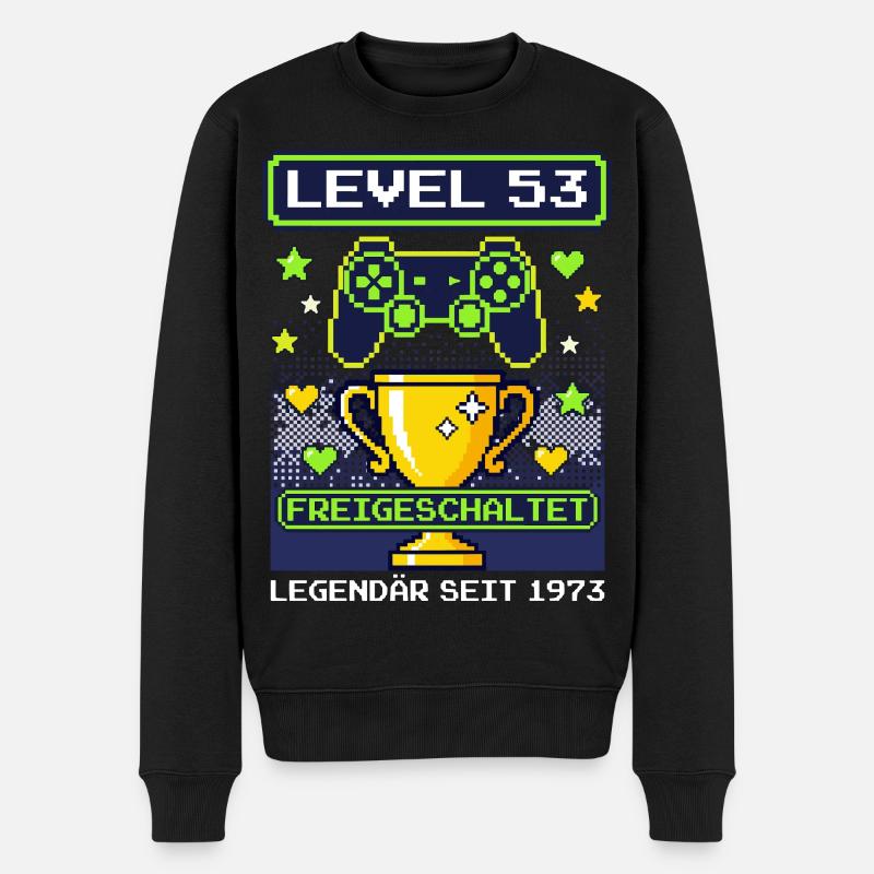 1973 Niveau 53 Débloqué Joueur Anniversaire Vintage - Pull Premium bio Homme - noir