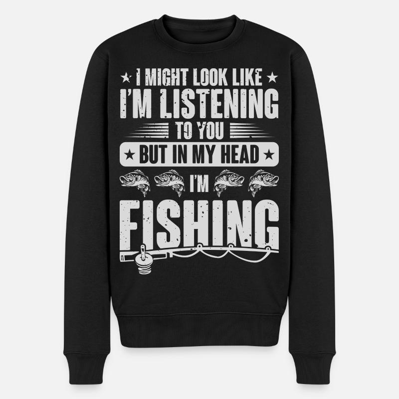 La pêche dans ma tête - Pull Premium bio Homme - noir