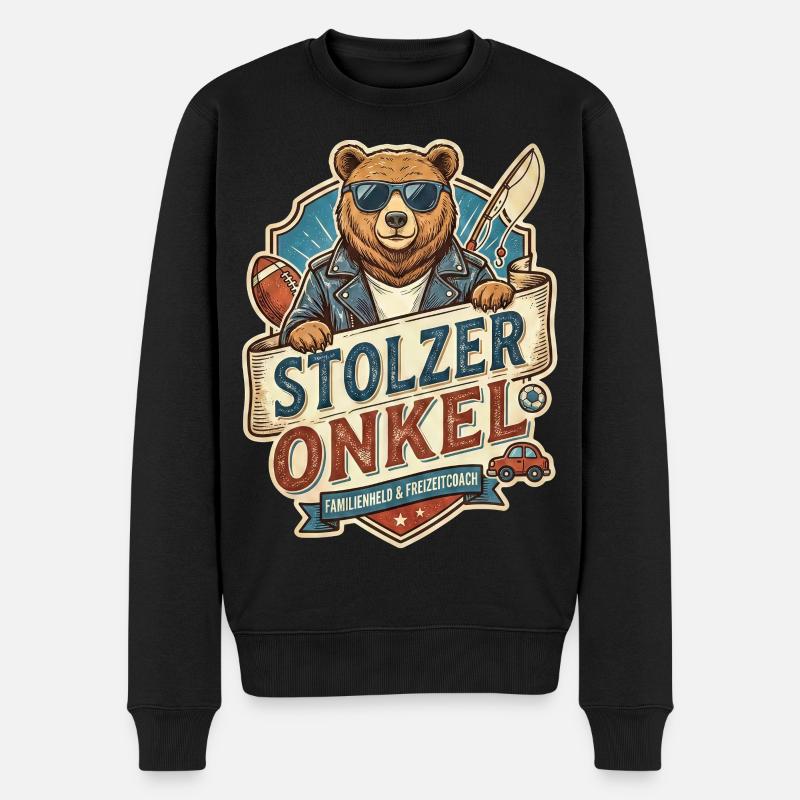 Stolzer Onkel Bär – Freizeitheld - Männer Premium Bio Pullover - Schwarz