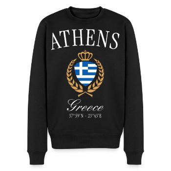 Couronne d’armoiries d’Athènes en Grèce – Souvenir de voyage - Pull Premium bio Homme - noir - Devant - Nico (187cm)
