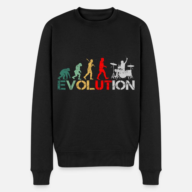 Drummer Schlagzeuger Evolution Retro - Men's Premium Organic Jumper - black