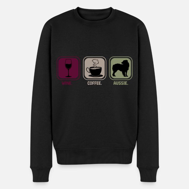 Aussie Australian Shepherd Wine Coffee - Men's Premium Organic Jumper - black