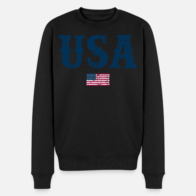 USA Flagge - Männer Premium Bio Pullover - Schwarz