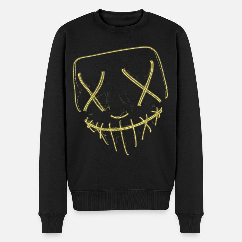 Neon Maske Gelb - Männer Premium Bio Pullover - Schwarz