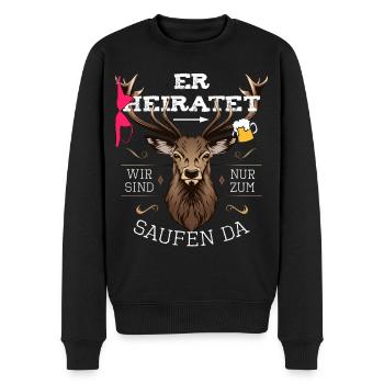 Team Bräutigam Er heiratet Saufen Hirsch JGA Mann - Männer Premium Bio Pullover - Schwarz - Vorne - Nico (187cm)