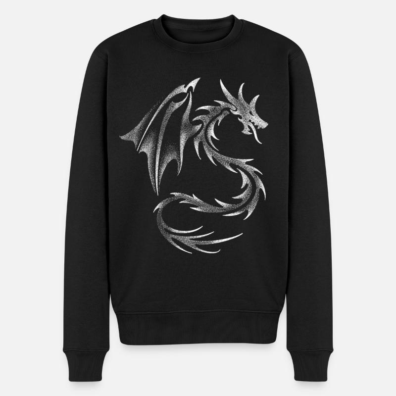 Dotwork Dragon - Männer Premium Bio Pullover - Schwarz