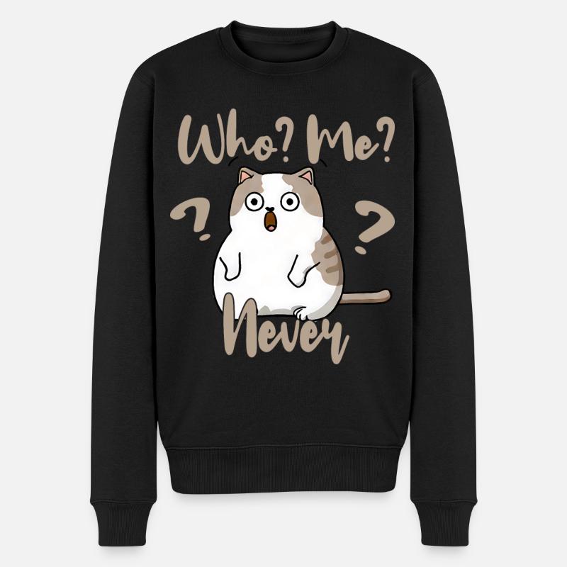 Qui, moi? Jamais - Chat effrayé - Pull Premium bio Homme - noir