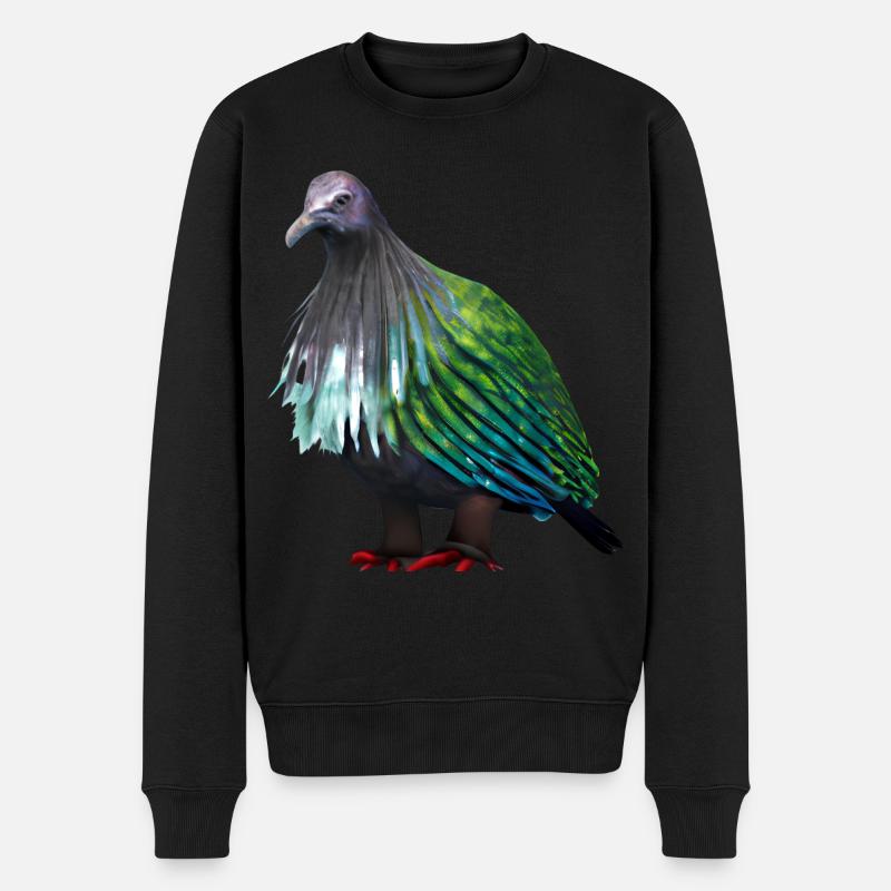 Kragentaube Illustration - Männer Premium Bio Pullover - Schwarz