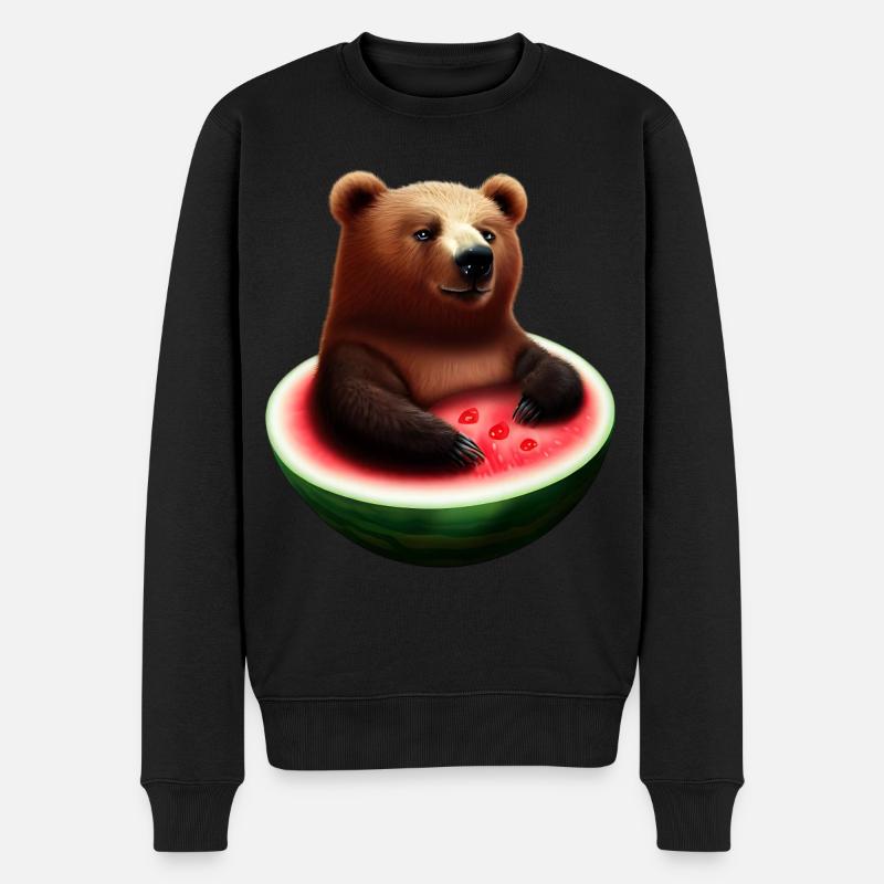 Bär in einer Wassermelone - Männer Premium Bio Pullover - Schwarz