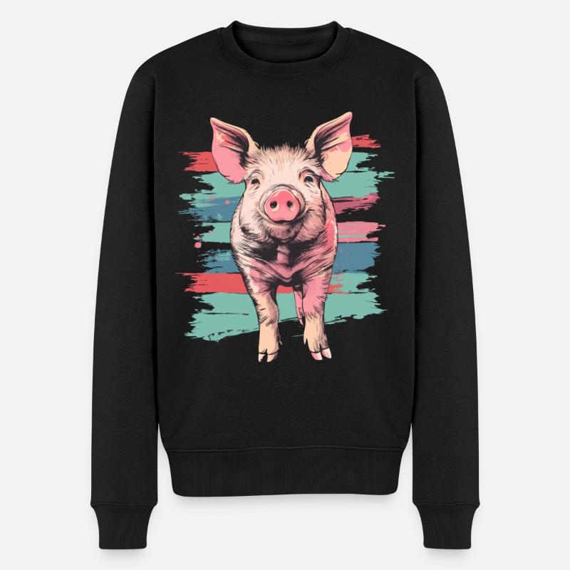 Mignon petit cochon cochon vintage - Pull Premium bio Homme - noir