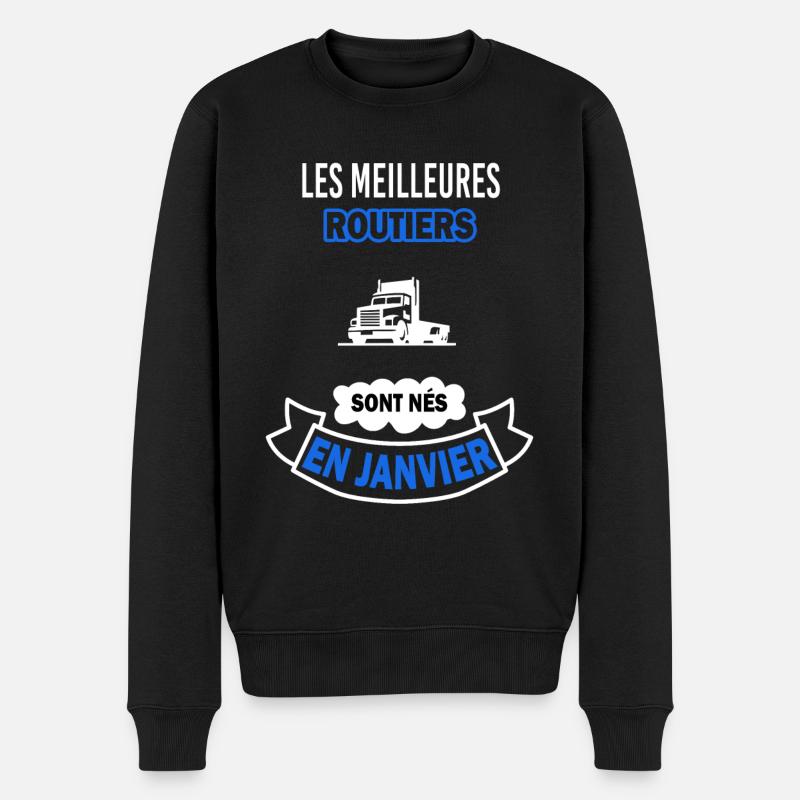 les meilleures sont nés en janvier ROUTIERS - Pull Premium bio Homme - noir