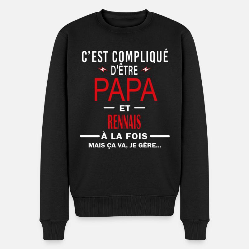 papa Et RENNAIS cadeau citation - Pull Premium bio Homme - noir