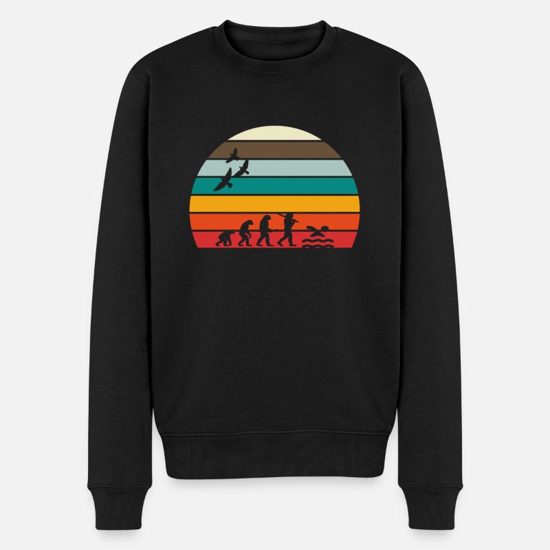 retro vintage sunset évolution NATATION - Pull Premium bio Homme - noir
