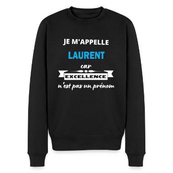 Je m'appelle excellence Laurent - Pull Premium bio Homme - noir - Devant - Nico (187cm)