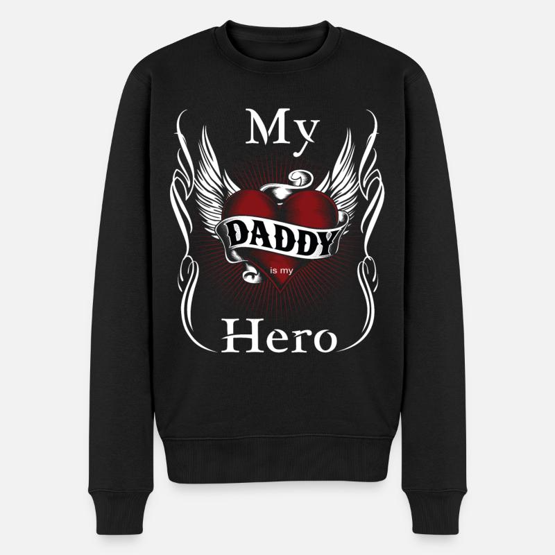 My Dad is my Hero, Mein Vater i. mein Held, Papa - Männer Premium Bio Pullover - Schwarz