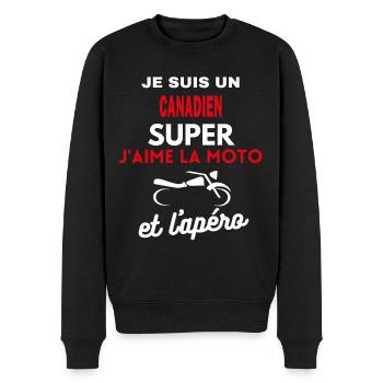 moto phrase drôle apéro CANADIEN citation - Pull Premium bio Homme - noir - Devant - Nico (187cm)