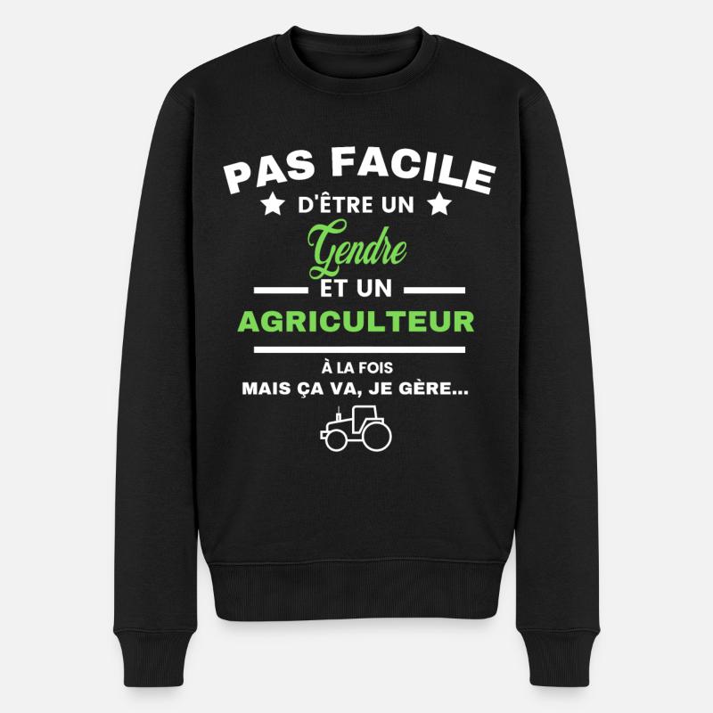 pas facile d'être agriculteur et Gendre - Pull Premium bio Homme - noir
