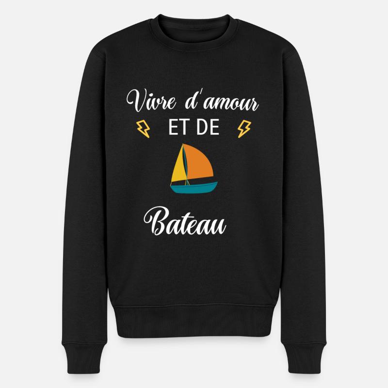 Vivre d'amour et de BATEAU - Pull Premium bio Homme - noir