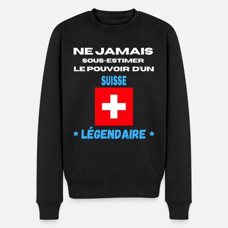 ne jamais sous estimer légendaire SUISSE - Pull Premium bio Homme - noir