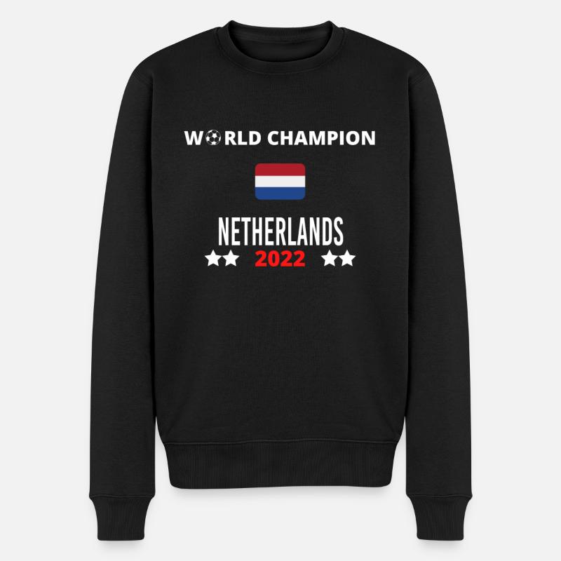 Niederländischer Weltmeister 2022 - Männer Premium Bio Pullover - Schwarz