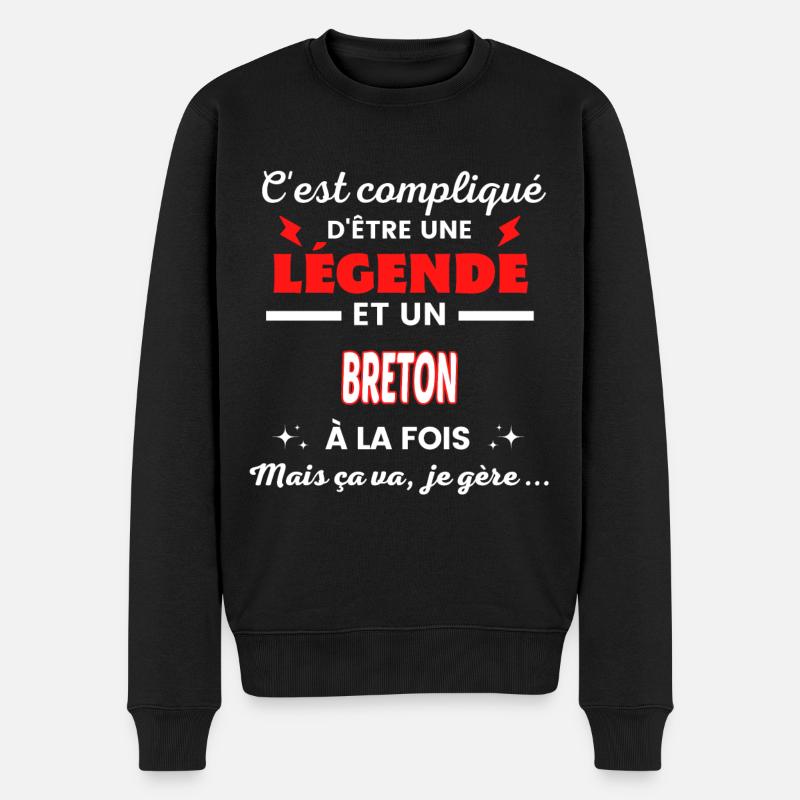 C'est compliqué phrase drôle BRETON - Pull Premium bio Homme - noir