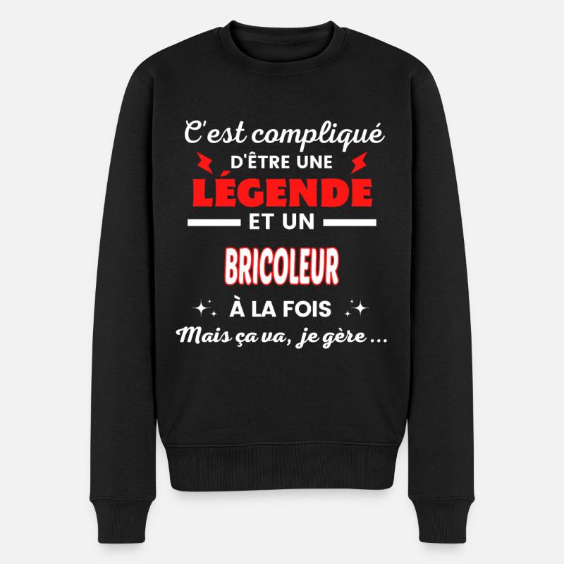C'est compliqué phrase drôle BRICOLEUR - Pull Premium bio Homme - noir