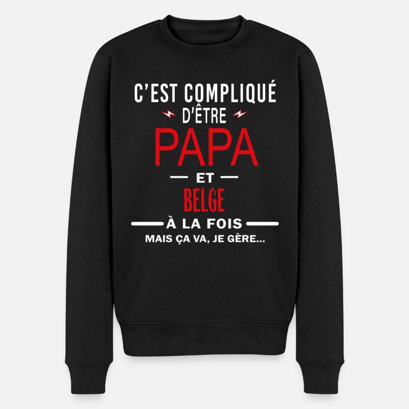 papa Et BELGE cadeau citation - Pull Premium bio Homme - noir