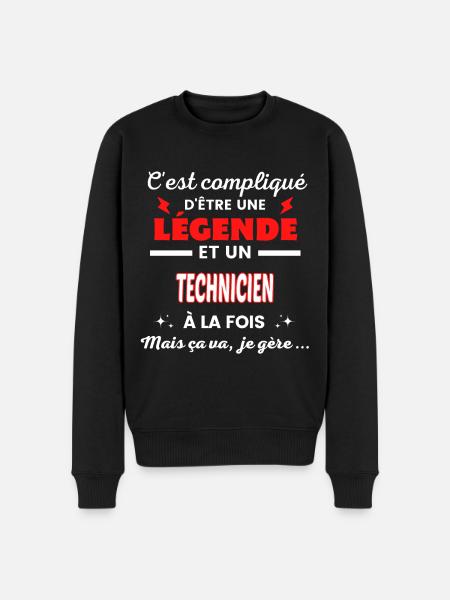C'est compliqué phrase drôle TECHNICIEN - Pull Premium bio Homme - noir