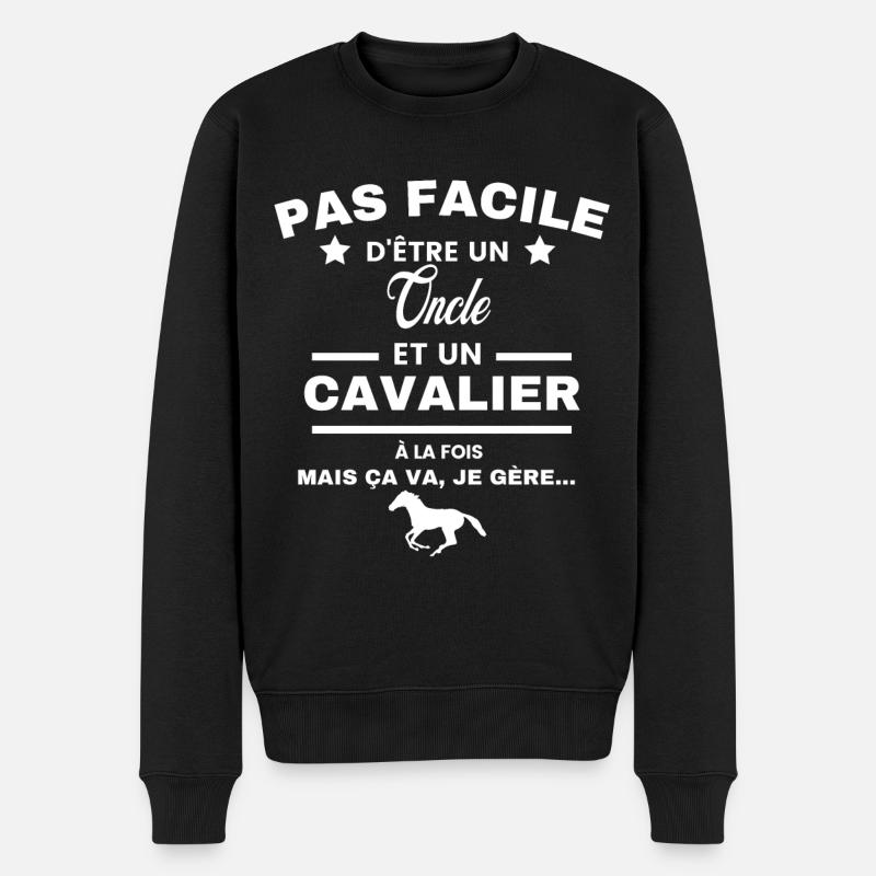 pas facile d'être cavalier et Oncle - Pull Premium bio Homme - noir