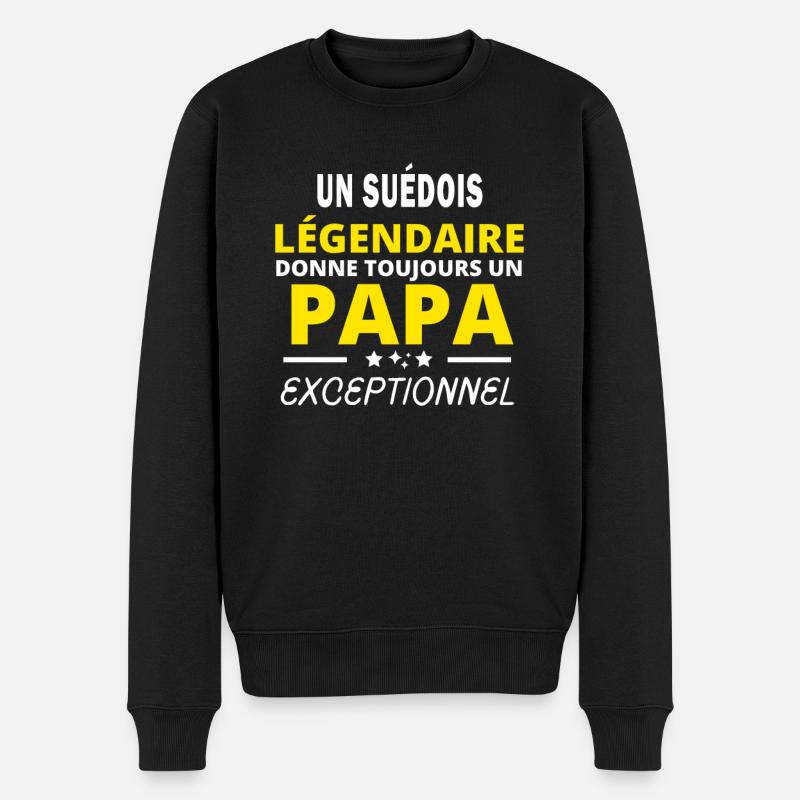 SUÉDOIS légendaire drôle papa exceptionnel - Pull Premium bio Homme - noir