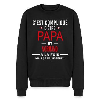 papa Et NORMAND cadeau citation - Pull Premium bio Homme - noir - Devant - Nico (187cm)