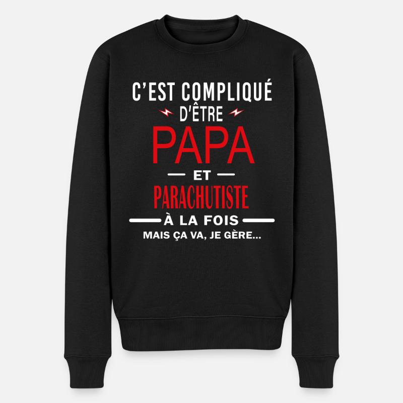 papa Et PARACHUTISTE cadeau citation - Pull Premium bio Homme - noir