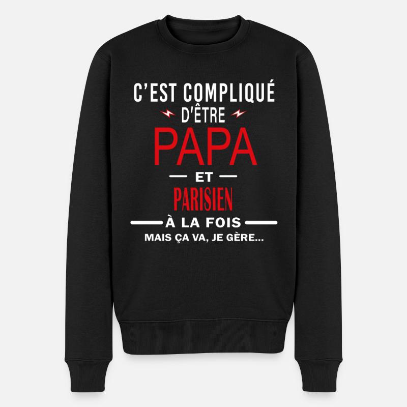 papa Et PARISIEN cadeau citation - Pull Premium bio Homme - noir