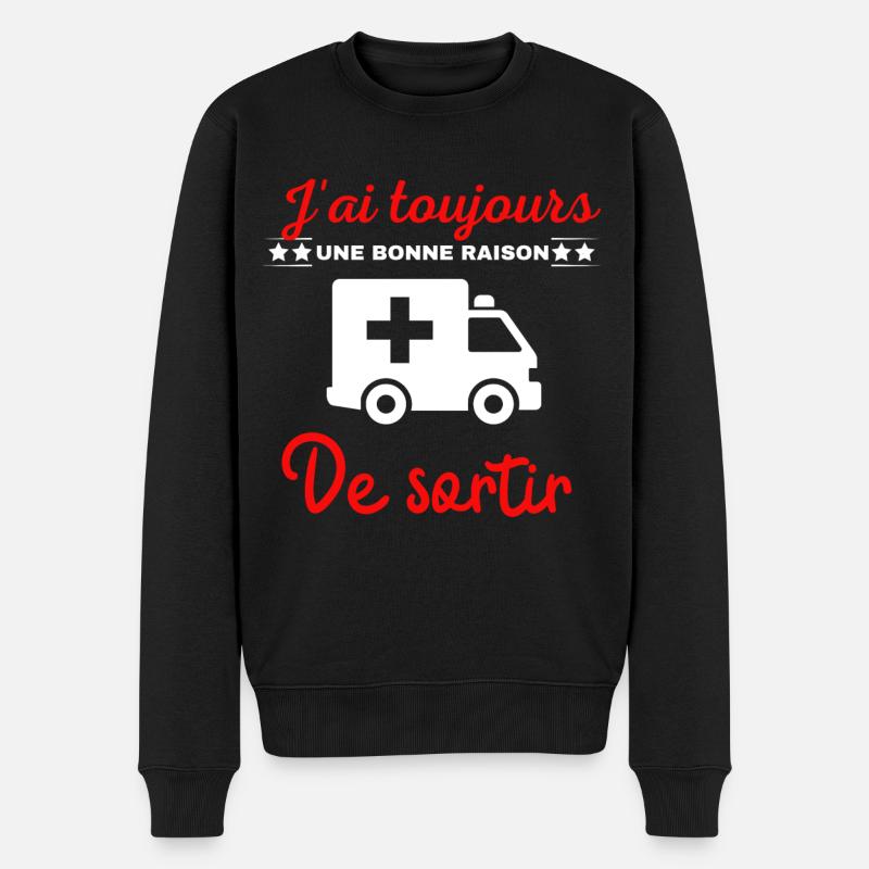J'ai toujours une bonne raison de sortir ambulance - Pull Premium bio Homme - noir