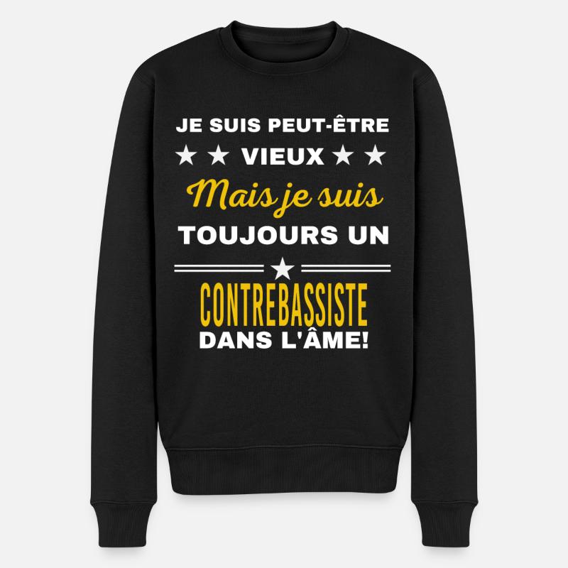 Je suis peut-être vieux CONTREBASSISTE - Pull Premium bio Homme - noir