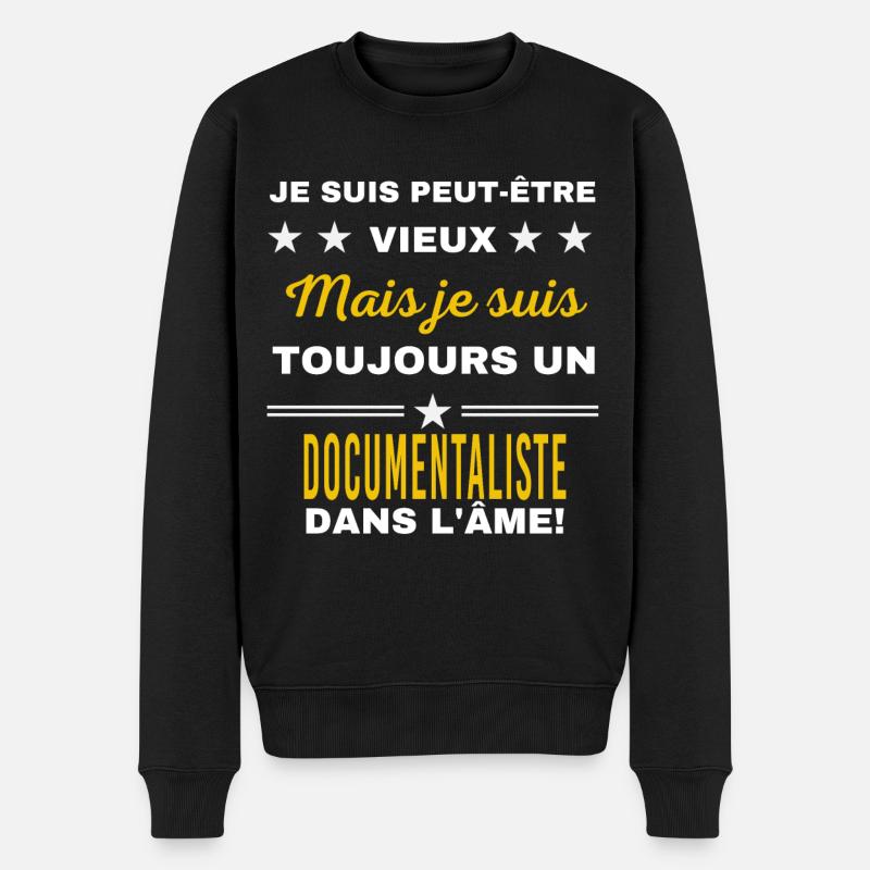 Je suis peut-être vieux DOCUMENTALISTE - Pull Premium bio Homme - noir
