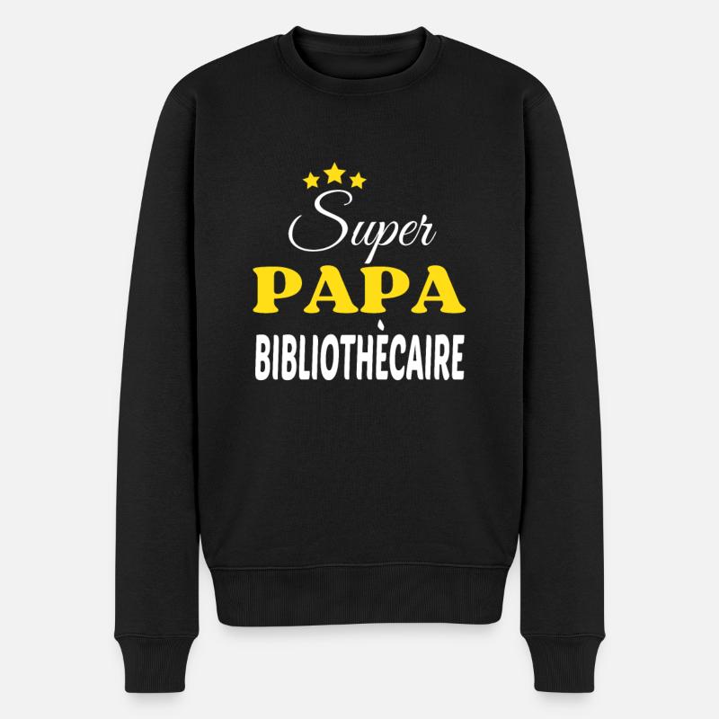 Super Papa BIBLIOTHÈCAIRE ANNIVERSAIRE - Pull Premium bio Homme - noir