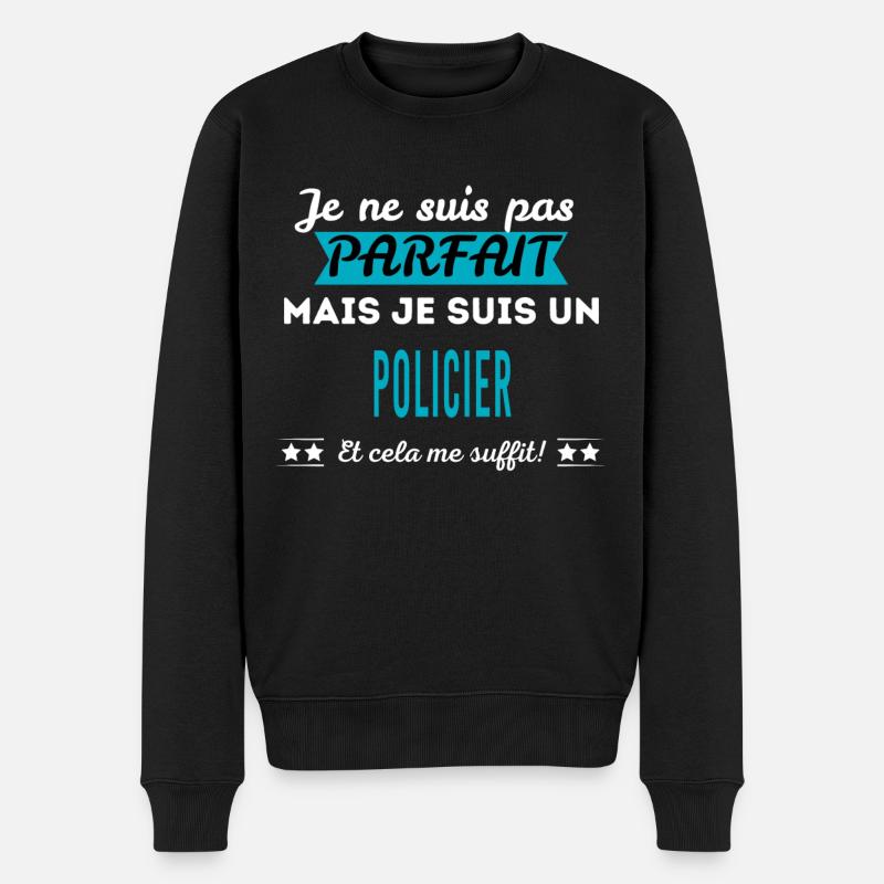 Je ne suis pas parfait POLICIER - Pull Premium bio Homme - noir
