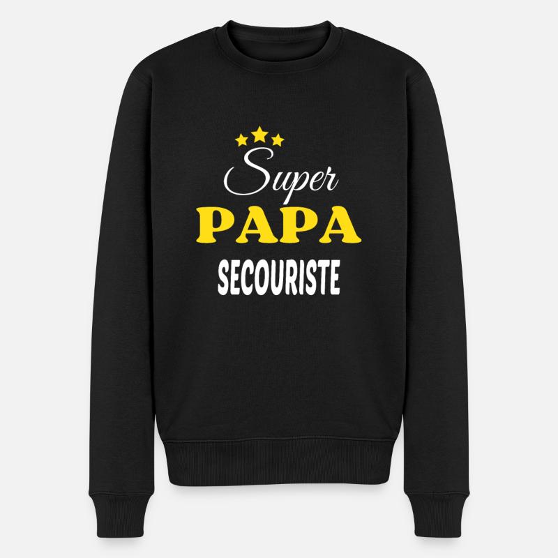 Super Papa SECOURISTE ANNIVERSAIRE - Pull Premium bio Homme - noir