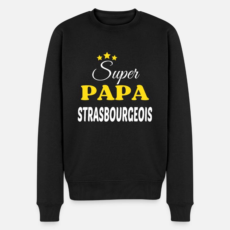 Super Papa STRASBOURGEOIS ANNIVERSAIRE - Pull Premium bio Homme - noir