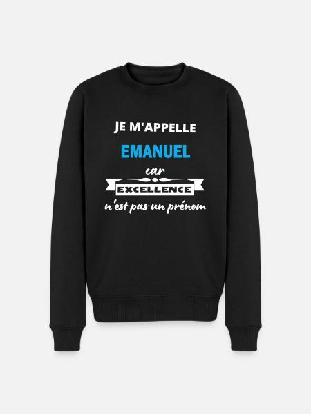 Je m'appelle excellence Emanuel - Pull Premium bio Homme - noir