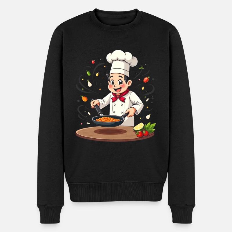 Garçon de cuisine avec poêle - Pull Premium bio Homme - noir