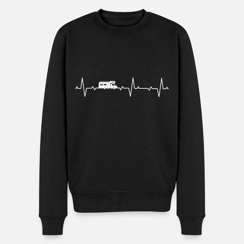 Camping Campen Wohnwagen Wohnmobil Herzschlag - Männer Premium Bio Pullover - Schwarz