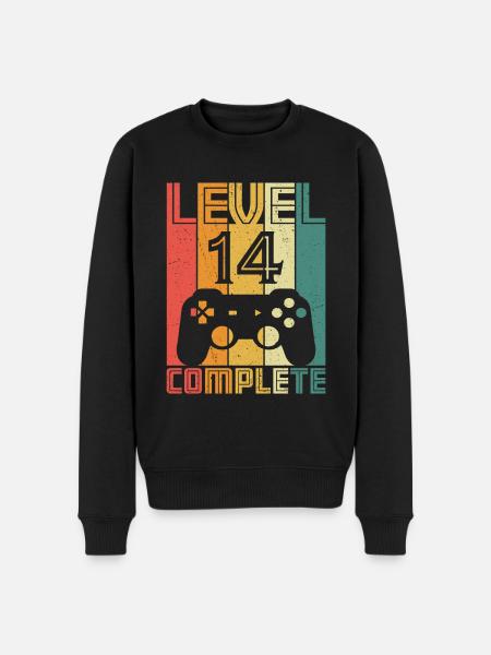 14-års fødselsdag Gamer Niveau 14 Komplet 14 år - Økologisk premium-sweatshirt til mænd - sort