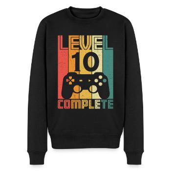 10. Geburtstag Gamer Level 10 Complete 10 Jahre - Männer Premium Bio Pullover - Schwarz - Vorne - Nico (187cm)