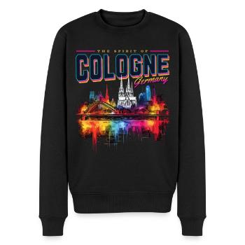 Köln Skyline Kölner Dom Deutschland Stadt Bunt - Männer Premium Bio Pullover - Schwarz - Vorne - Nico (187cm)