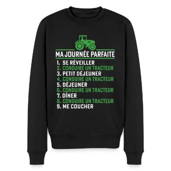 Ma journée parfaite conduire un tracteur - Pull Premium bio Homme - noir - Devant - Nico (187cm)