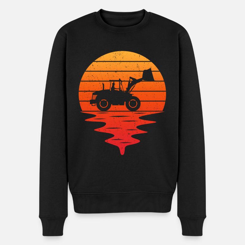 Retro Radlader - Männer Premium Bio Pullover - Schwarz